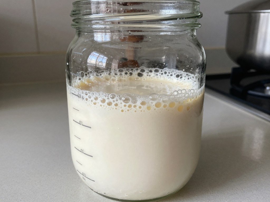 sourdough starter bubbling in jar