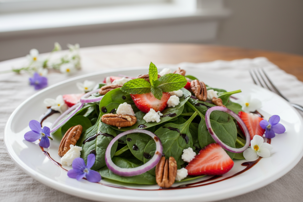 spinach salad with fresh strawberries and nuts
