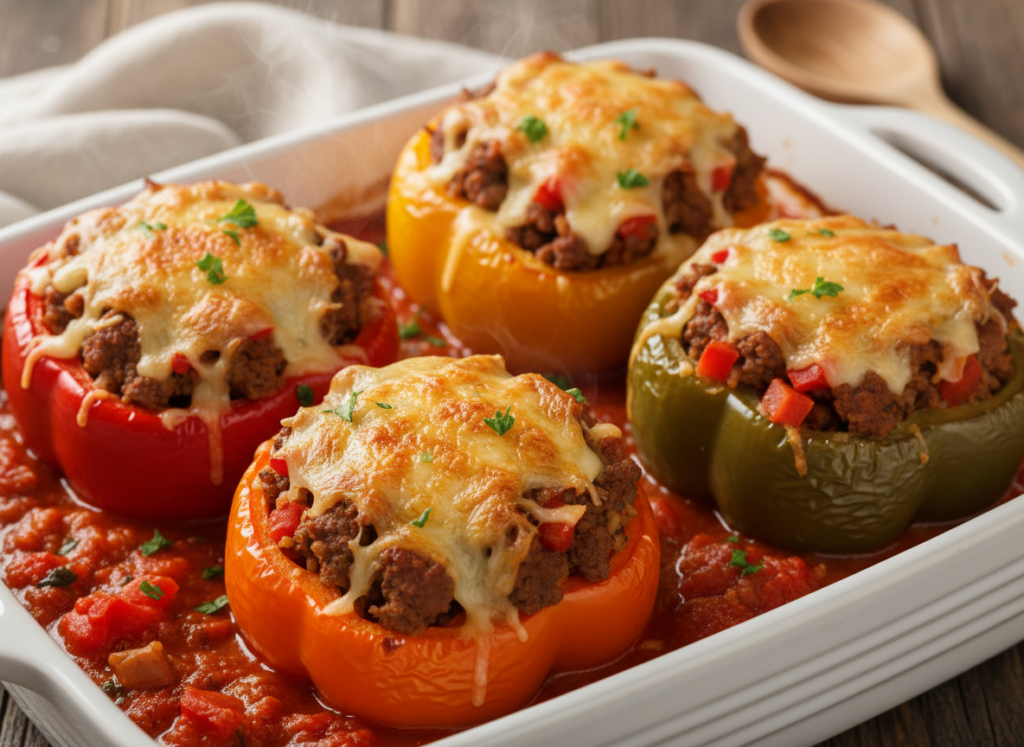 stuffed bell peppers with ground beef and rice stuffed bell peppers with ground beef and rice