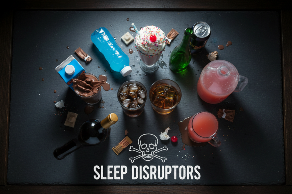 sugary drinks and alcohol to avoid before bed