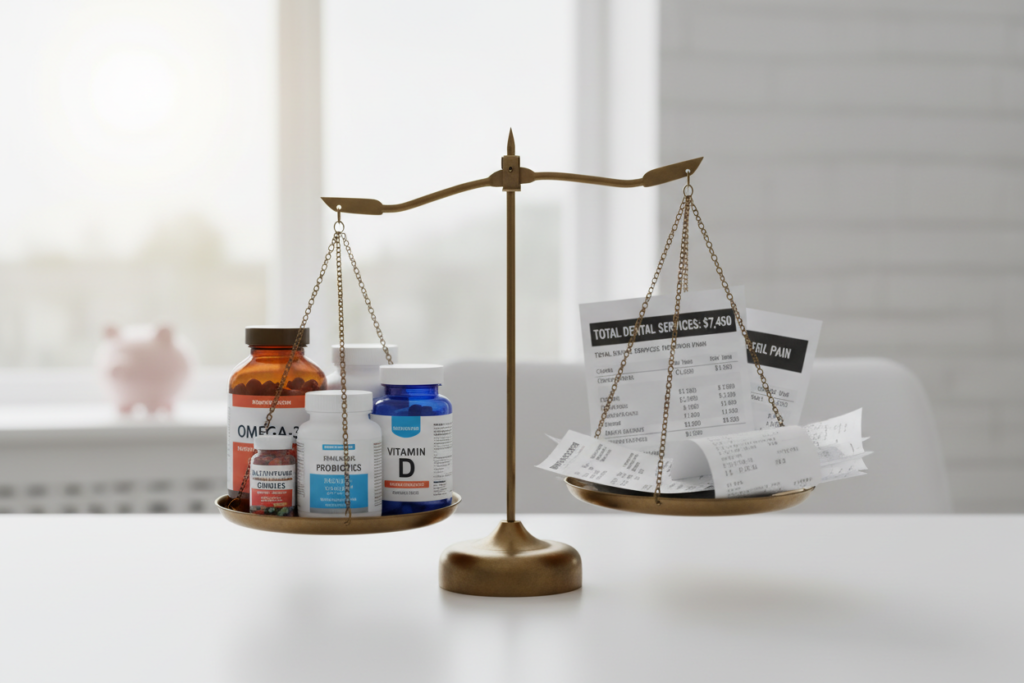 supplement costs versus dental treatment costs comparison