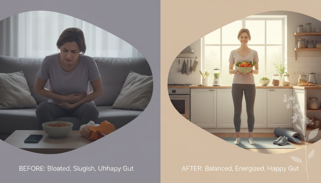 symptoms of poor gut health including bloating and digestive discomfort