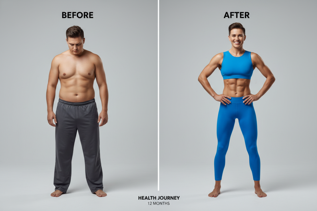 transformation success showing before and after weight loss journey results