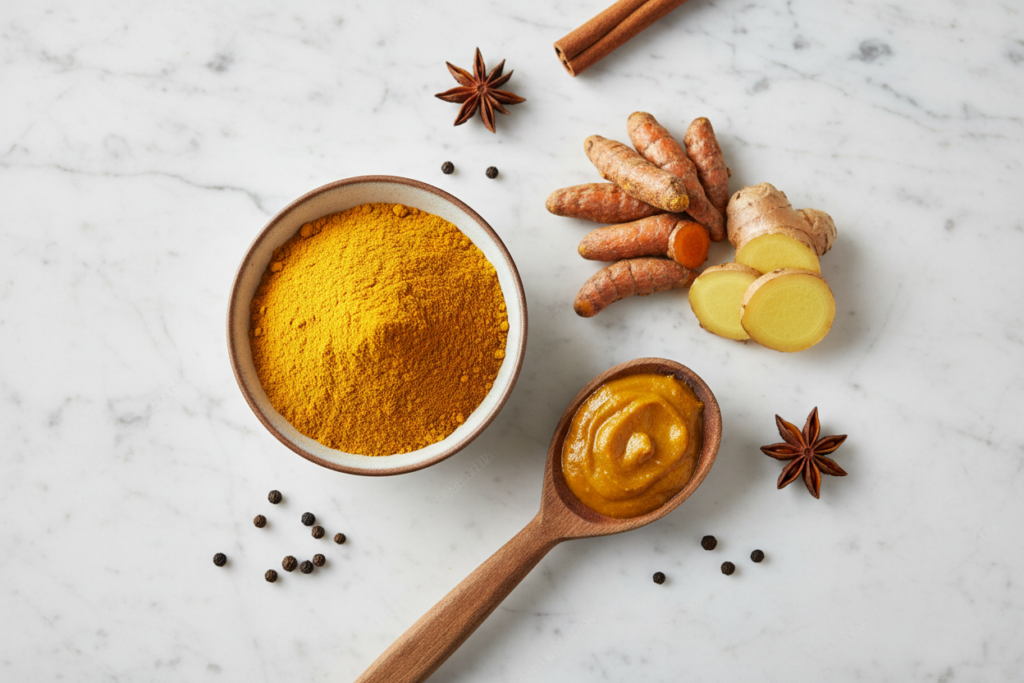 turmeric powder and paste for gum inflammation treatment