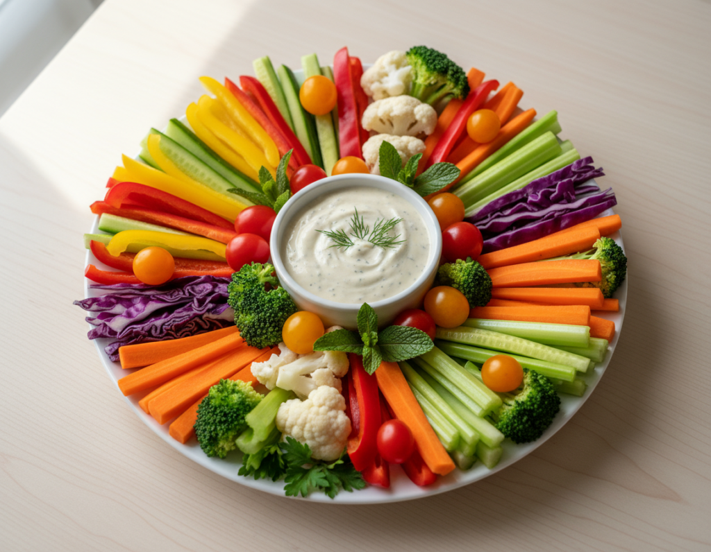 variety of fresh cut vegetables on plate