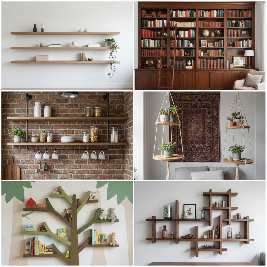 variety of shelf designs and styles