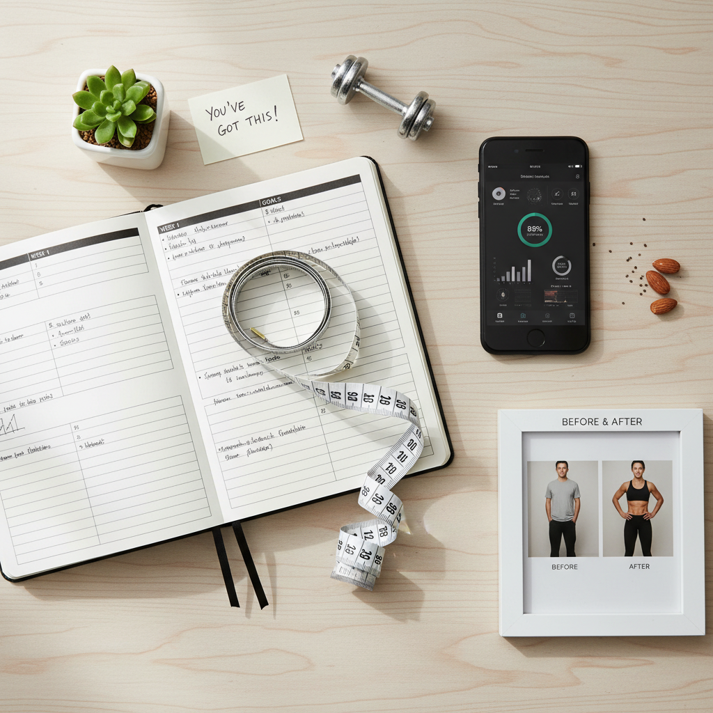 various methods of tracking weight loss progress including measurements and photos