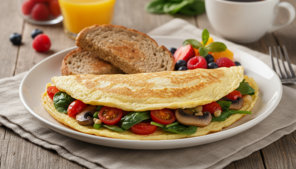 vegetable egg white omelet with whole grain toast vegetable egg white omelet with whole grain toast