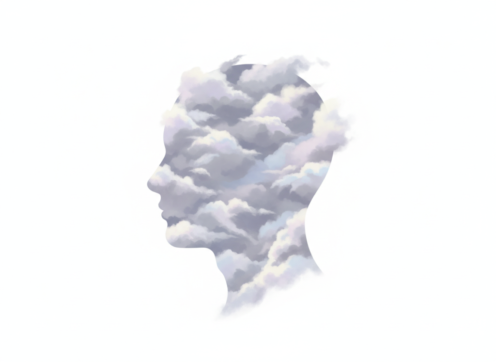 visual representation of brain fog with clouded mind illustration visual representation of brain fog with clouded mind illustration