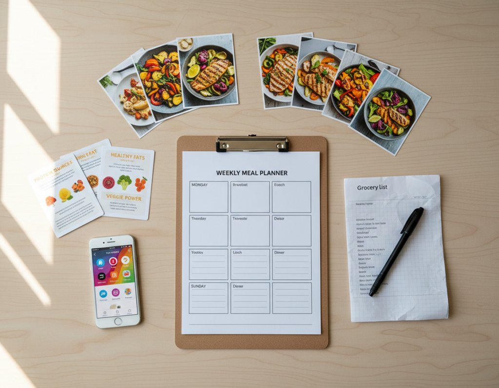 weekly meal planning template with healthy recipes