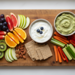 weight watchers snacks arranged on wooden board
