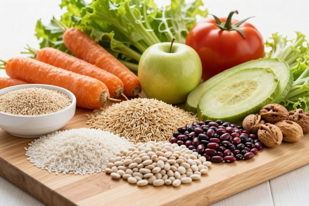 whole foods and fiber-rich vegetables