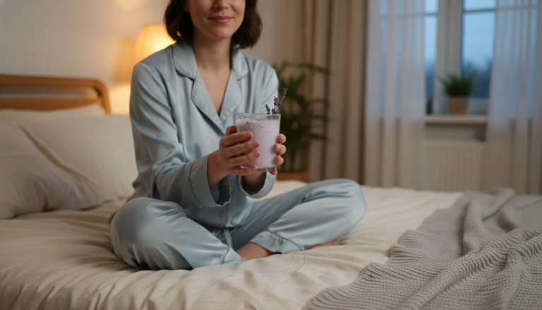 woman drinking healthy bedtime beverage for weight loss