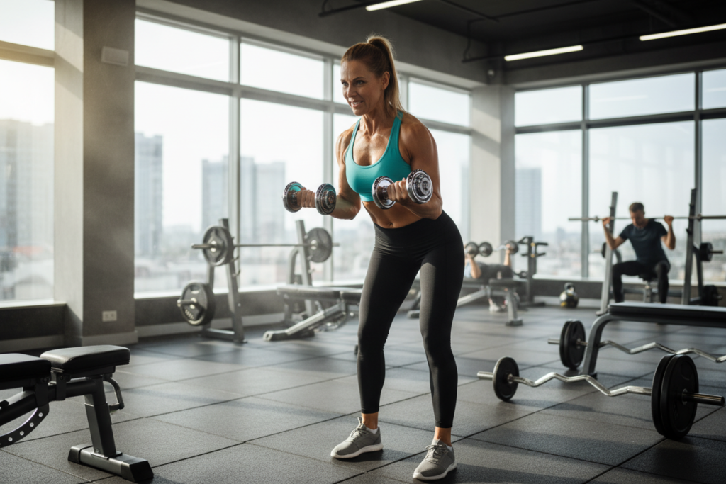 woman over 40 doing resistance training for weight loss woman over 40 doing resistance training for weight loss