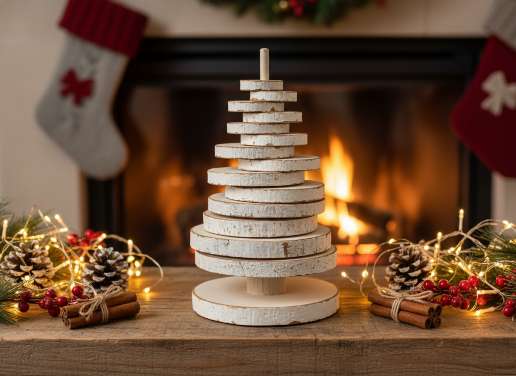 wooden Christmas tree decoration made from wood slices wooden Christmas tree decoration made from wood slices
