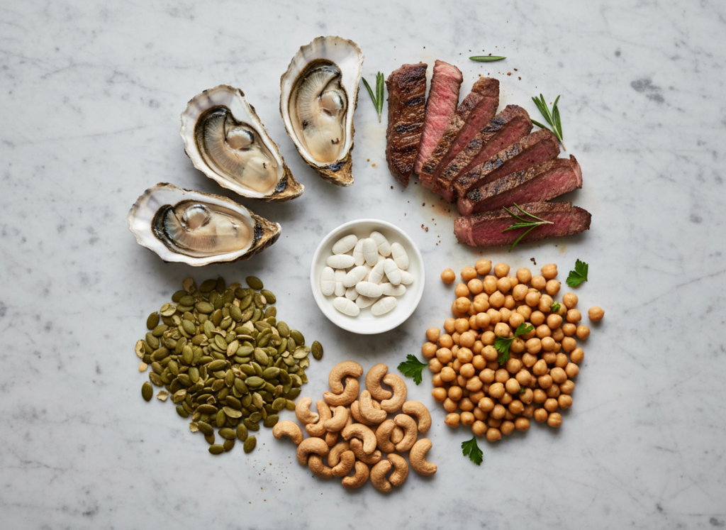 zinc supplement and zinc-rich foods