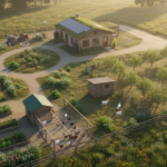 1 acre homestead layout with organized garden zones and livestock areas