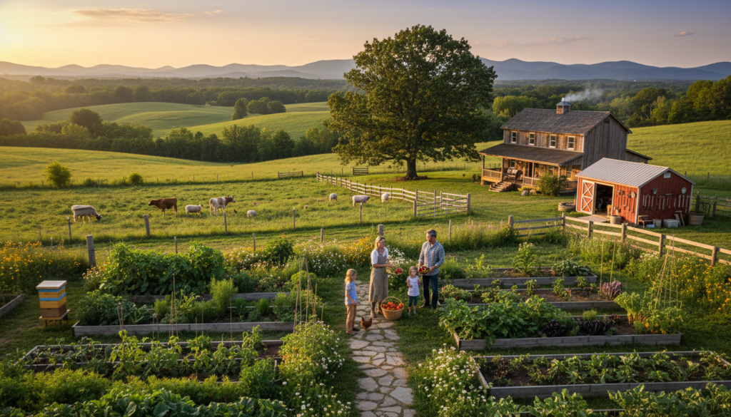 beautiful established 5 acre homestead with thriving gardens and animals