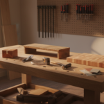beginner woodworking projects displayed on workbench with basic tools