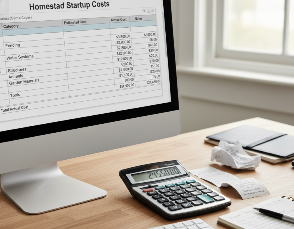homestead budget planning spreadsheet and costs breakdown