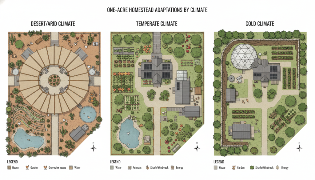 homestead layouts adapted for different climate zones