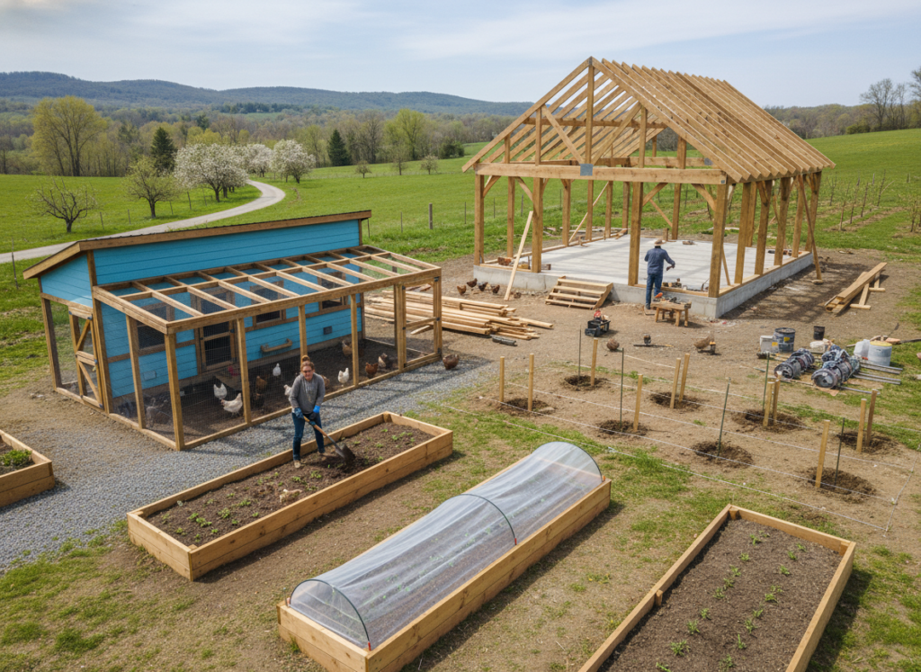 homestead under development showing completed and in-progress areas