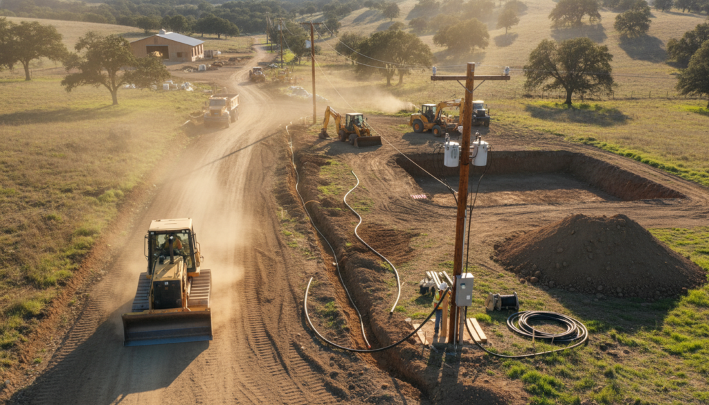 initial farm infrastructure installation phase