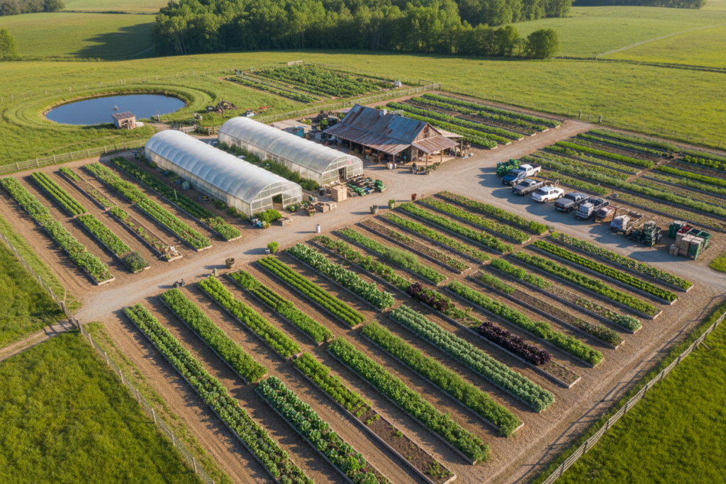 market garden layout on 5 acre property
