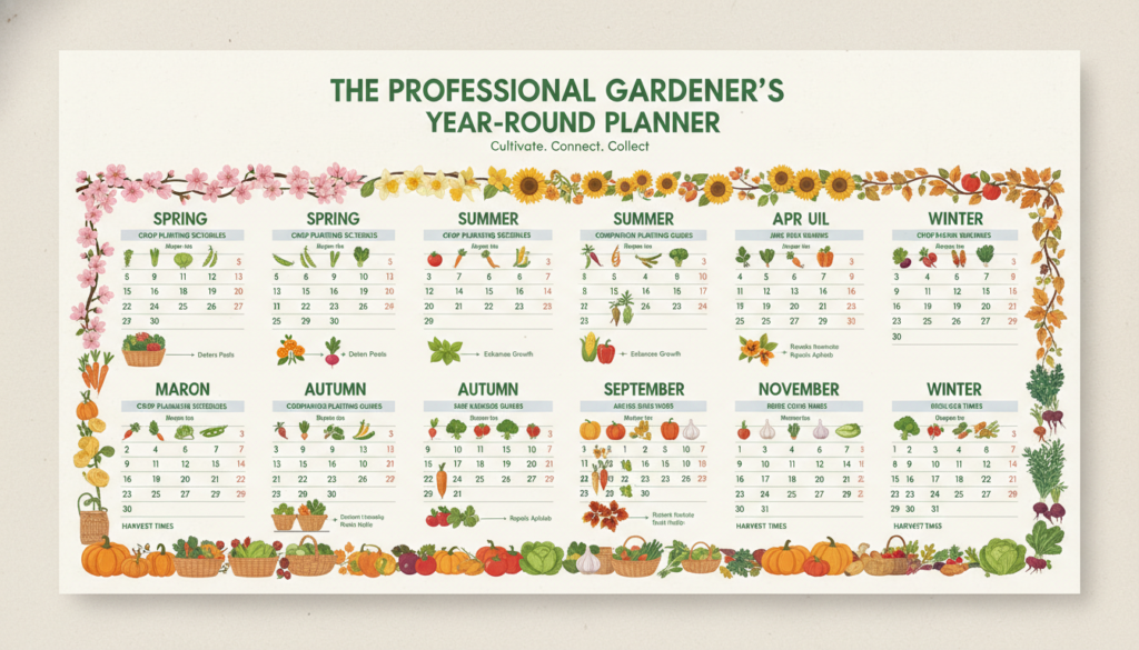 seasonal garden planning calendar and crop rotation system