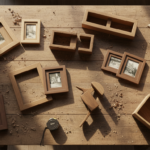 small wood projects displayed on rustic workshop table