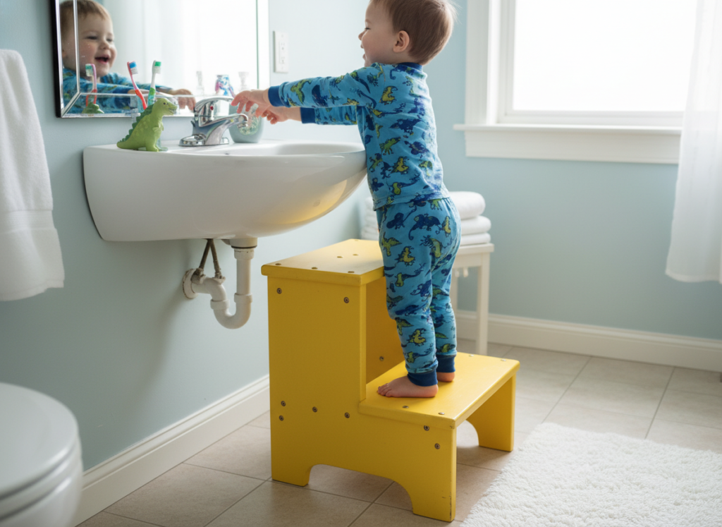 small wooden step stool for children