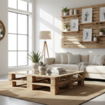 wood pallet projects displayed in modern home setting