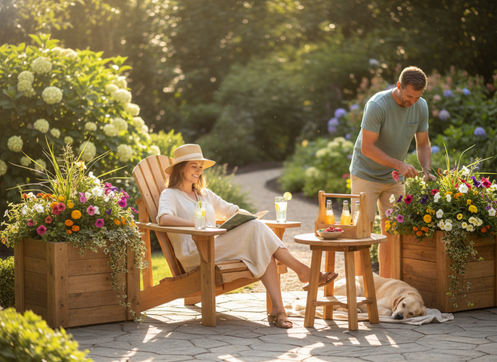 wooden outdoor summer projects on patio